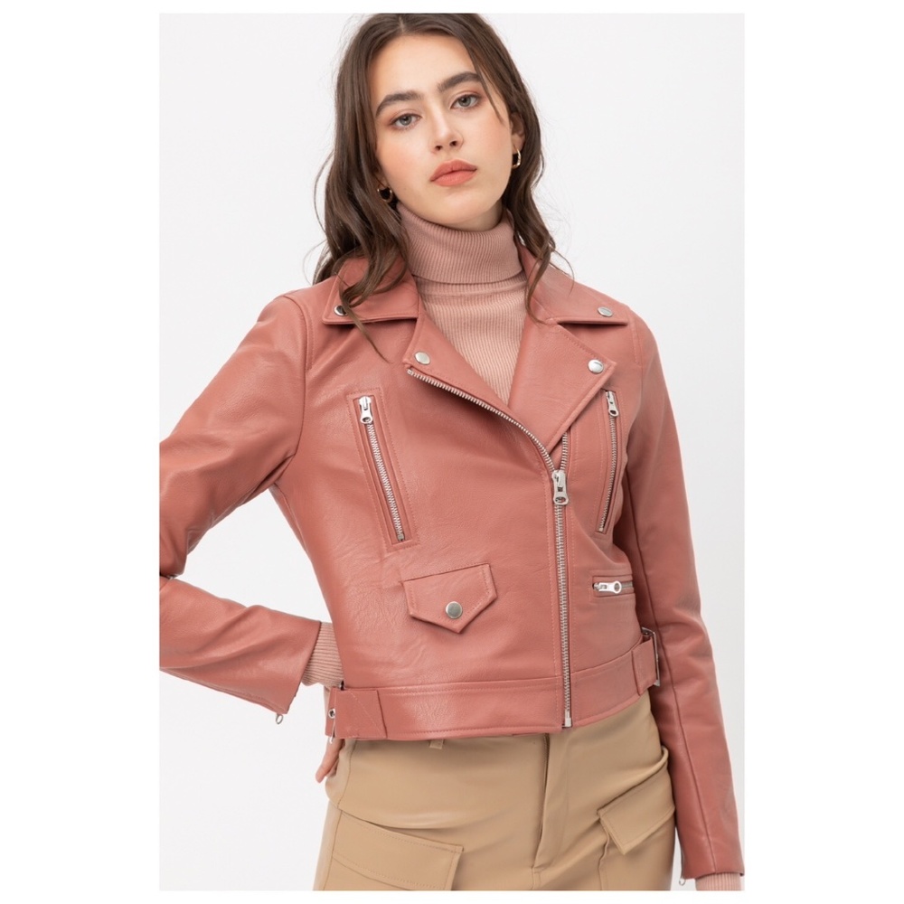 Rain On Me Mauve Vegan Leather Jacket